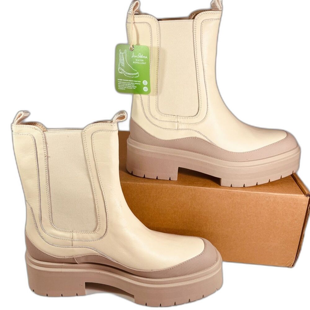 Sam Edelman Women's Lulia Ivory Leather Chelsea Boots SZ 9.5 NEW